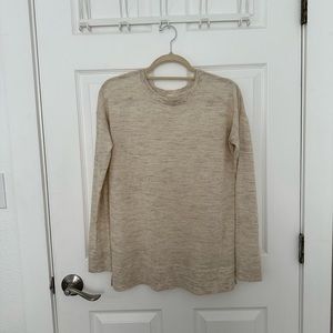 {Lululemon} Well Being Crew Sweater Linen Heathered Beige Long Sleeve Size S
